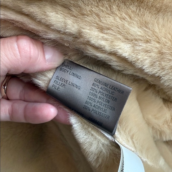 Wilsons Leather tan suede leather faux fur trim midi length Penny Lane jacket L - Picture 7 of 13